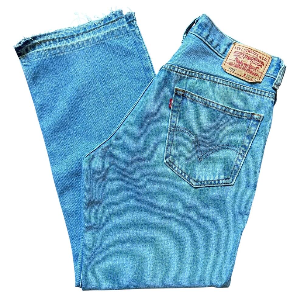 Leviโs 505 Regular Fit Jeans Light Wash Menโs 33x30 Straight Leg Denim